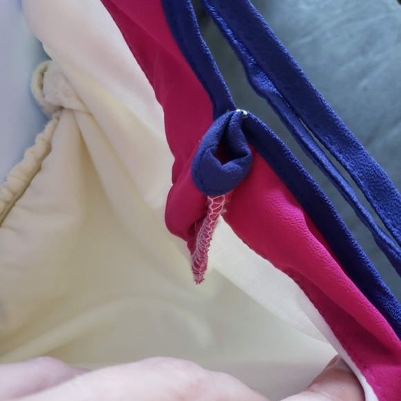 Charming Charlie Small Knee Length Dress Colorblock Navy Blue Cream Dark Pink - Picture 4 of 10